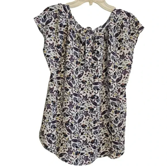 LC Lauren Conrad Back Tie Print Blouse - Picture 1 of 8